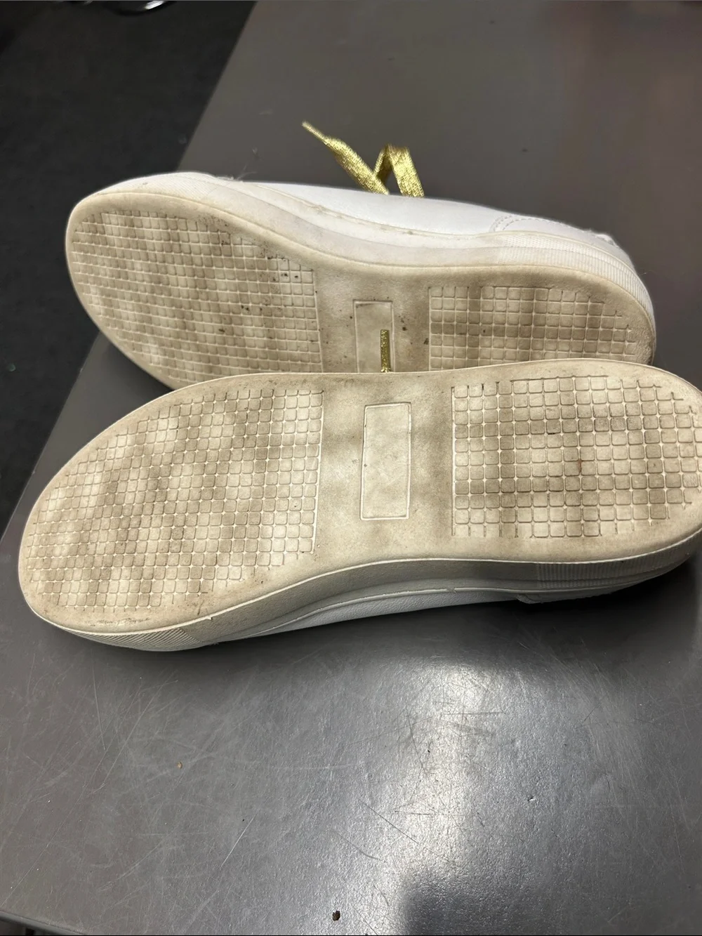 Musse & Cloud White Leather Sneakers with Gold Laces